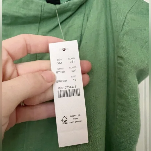 NWT J.Crew Seamed Flare Midi Dress in Linen - Picture 7 of 9